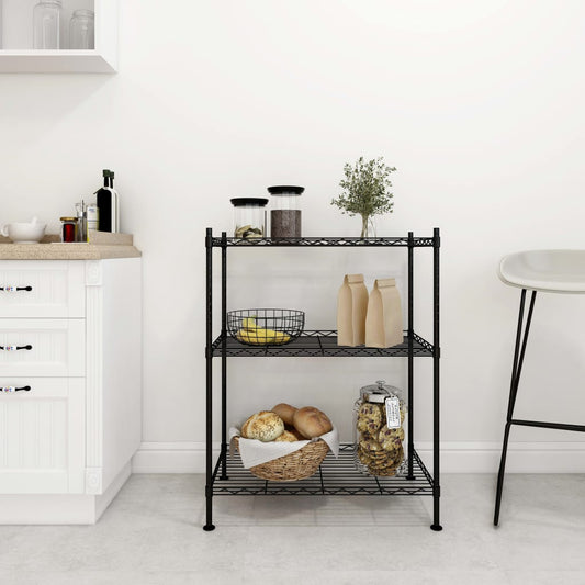 Scaffale a 3 Livelli 60x35x76 cm Nero 150 kg - homemem39