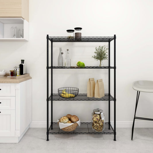 Scaffale a 4 Livelli 90x35x137 cm Nero 200 kg - homemem39