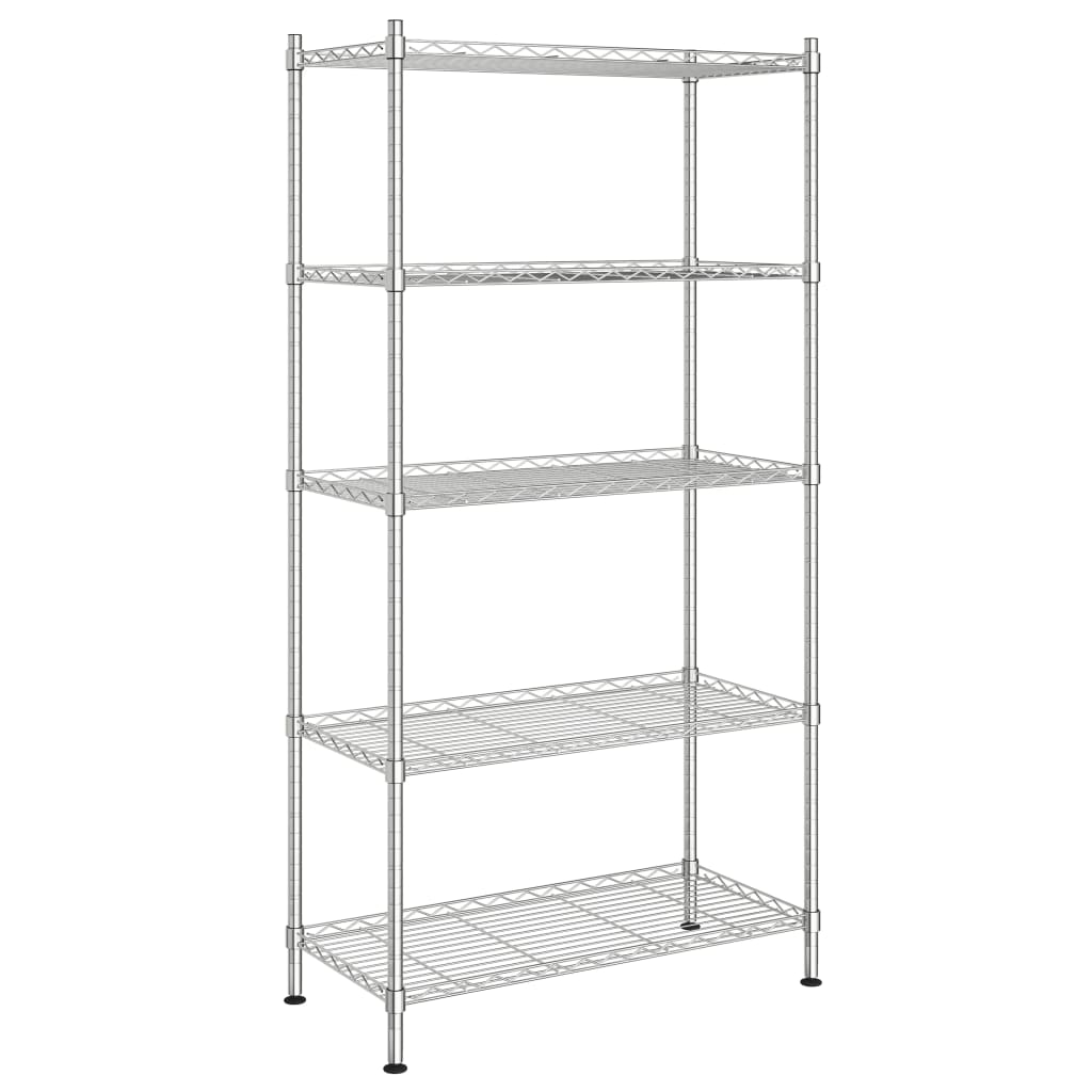 Scaffale a 5 Livelli 90x35x180 cm Cromato 250 kg - homemem39