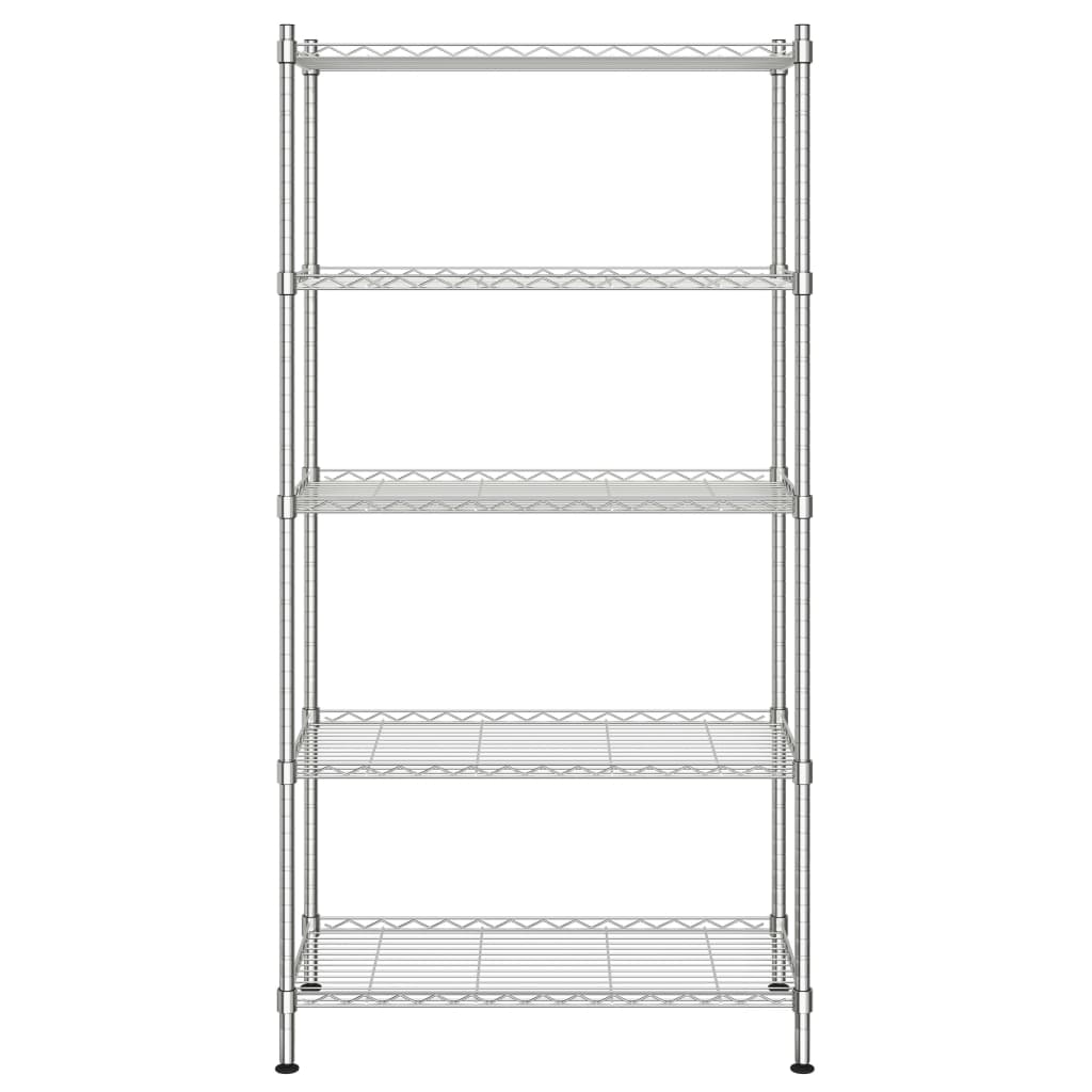Scaffale a 5 Livelli 90x35x180 cm Cromato 250 kg | homemem39