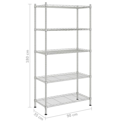 Scaffale a 5 Livelli 90x35x180 cm Cromato 250 kg | homemem39