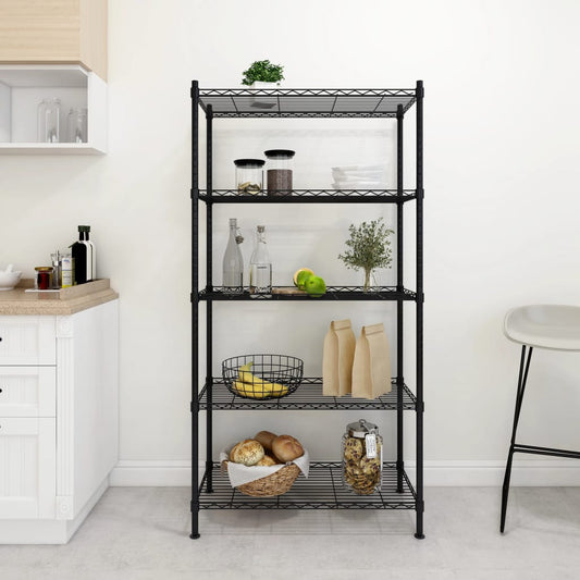 Scaffale a 5 Livelli 90x35x180 cm Nero 250 kg - homemem39