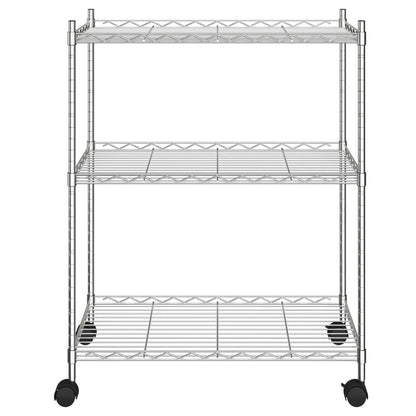 Scaffale a 3 Livelli con Ruote 60x35x81 cm Cromato 150 kg - homemem39