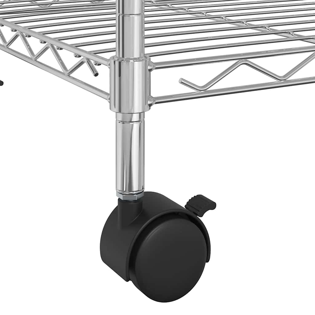 Scaffale a 3 Livelli con Ruote 60x35x81 cm Cromato 150 kg | homemem39