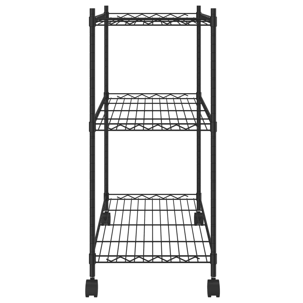 Scaffale a 3 Livelli con Ruote 60x35x81 cm Nero 150 kg - homemem39