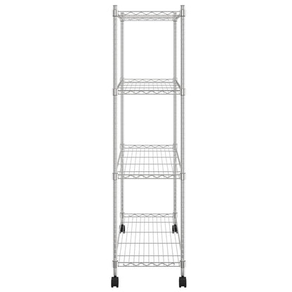 Scaffale a 4 Livelli con Ruote 90x35x142 cm Cromato 200 kg