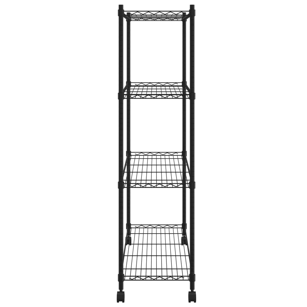 Scaffale a 4 Livelli con Ruote 90x35x142 cm Nero 200 kg - homemem39