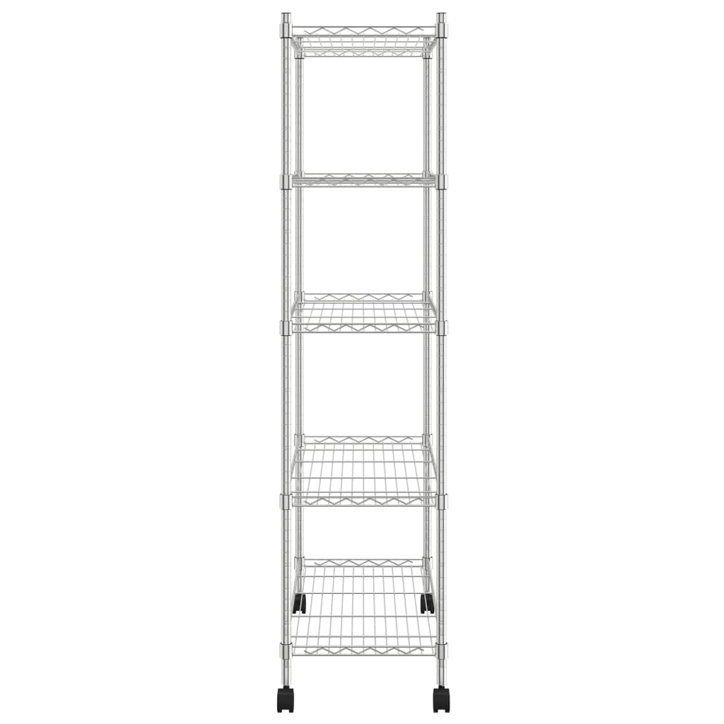 Scaffale a 5 Livelli con Ruote 75x35x155 cm Cromato 250 kg - homemem39