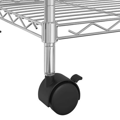 Scaffale a 5 Livelli con Ruote 75x35x155 cm Cromato 250 kg | homemem39