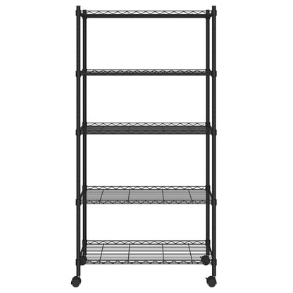 Scaffale a 5 Livelli con Ruote 75x35x155 cm Nero 250 kg - homemem39