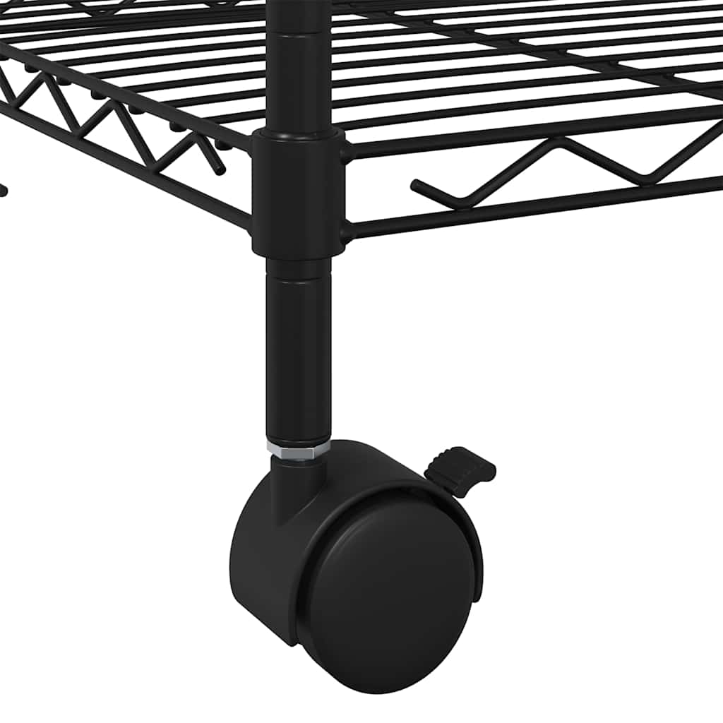 Scaffale a 5 Livelli con Ruote 75x35x155 cm Nero 250 kg | homemem39