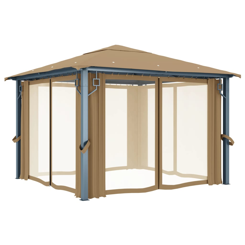 Gazebo con Tenda 300x300 cm Grigio Talpa in Alluminio | homemem39