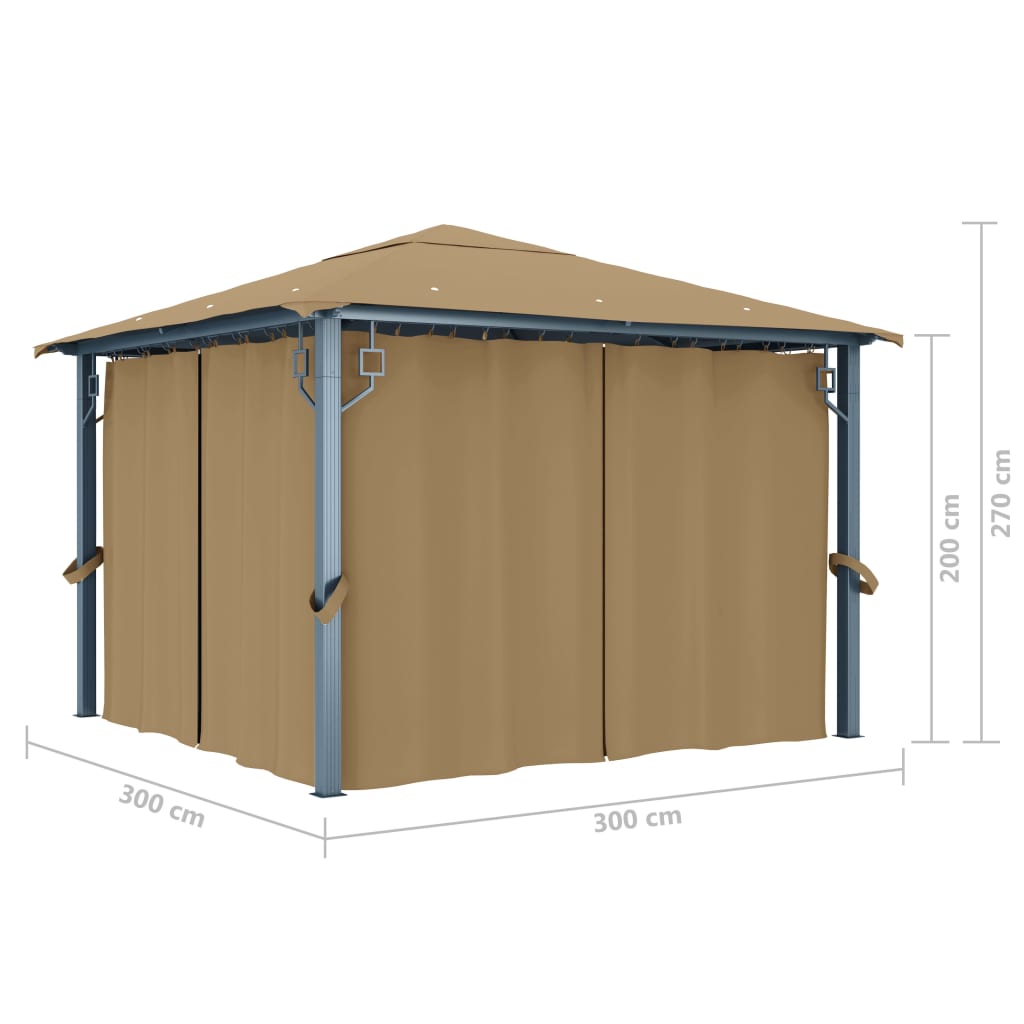 Gazebo con Tenda 300x300 cm Grigio Talpa in Alluminio | homemem39