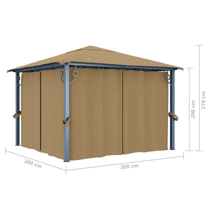 Gazebo con Tenda 300x300 cm Grigio Talpa in Alluminio | homemem39
