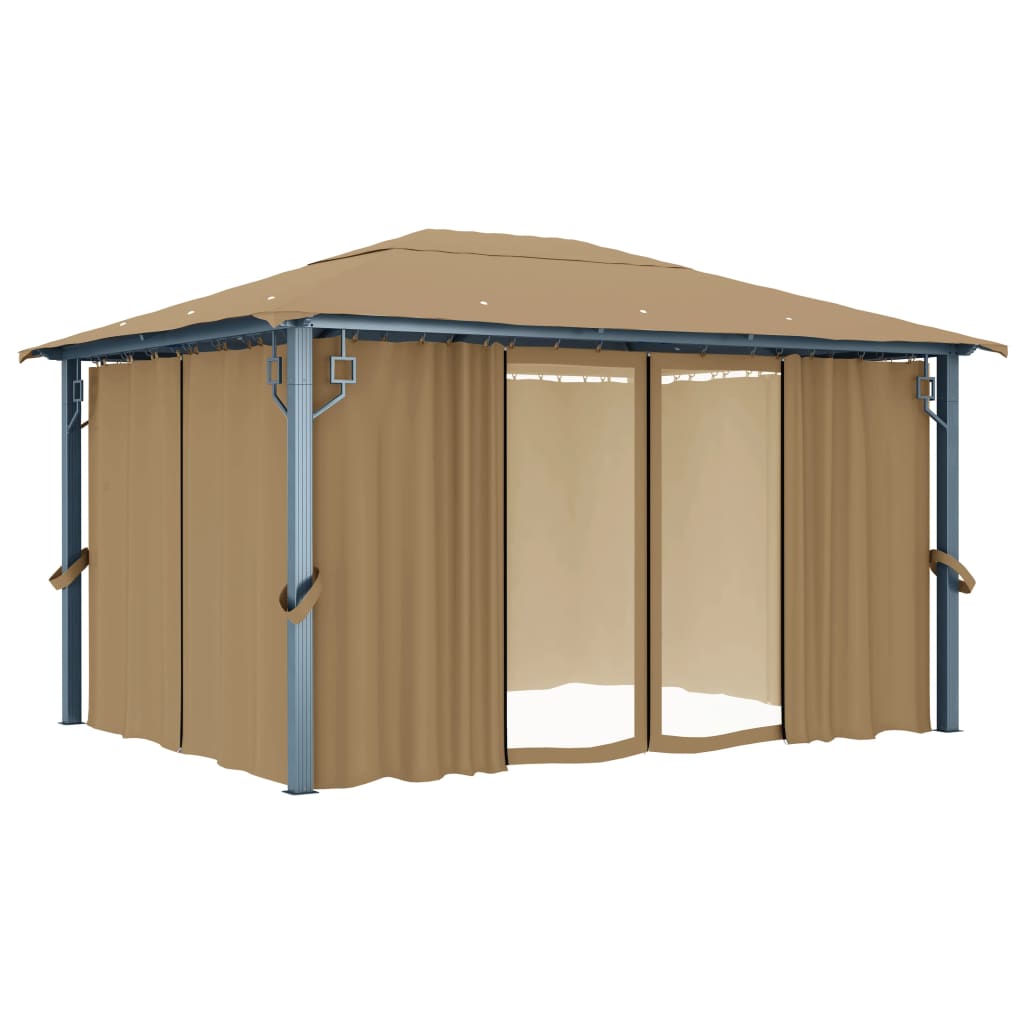 Gazebo con Tenda 400x300 cm Grigio Talpa in Alluminio | homemem39