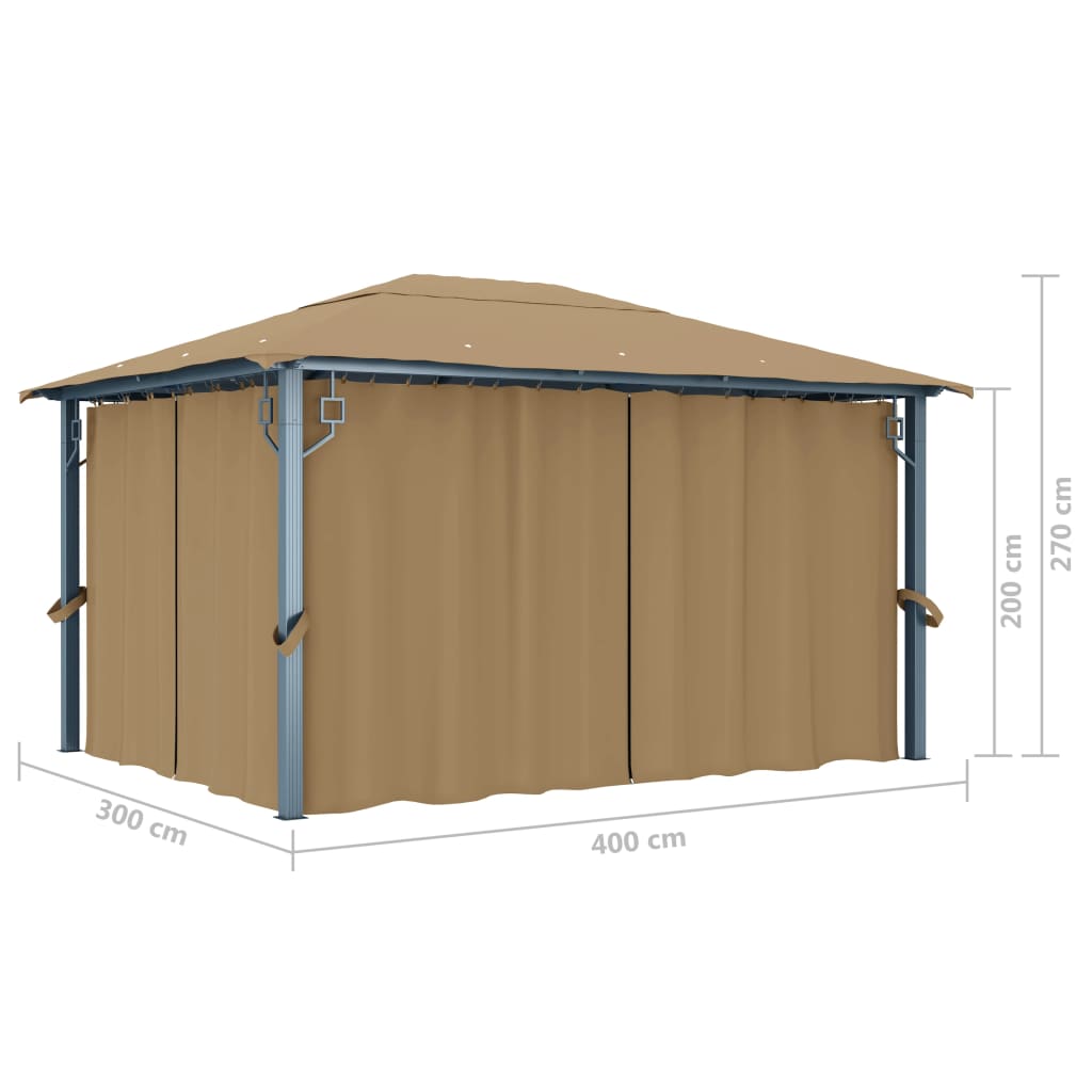 Gazebo con Tenda 400x300 cm Grigio Talpa in Alluminio | homemem39