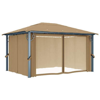 Gazebo con Tenda 400x300 cm Grigio Talpa in Alluminio | homemem39