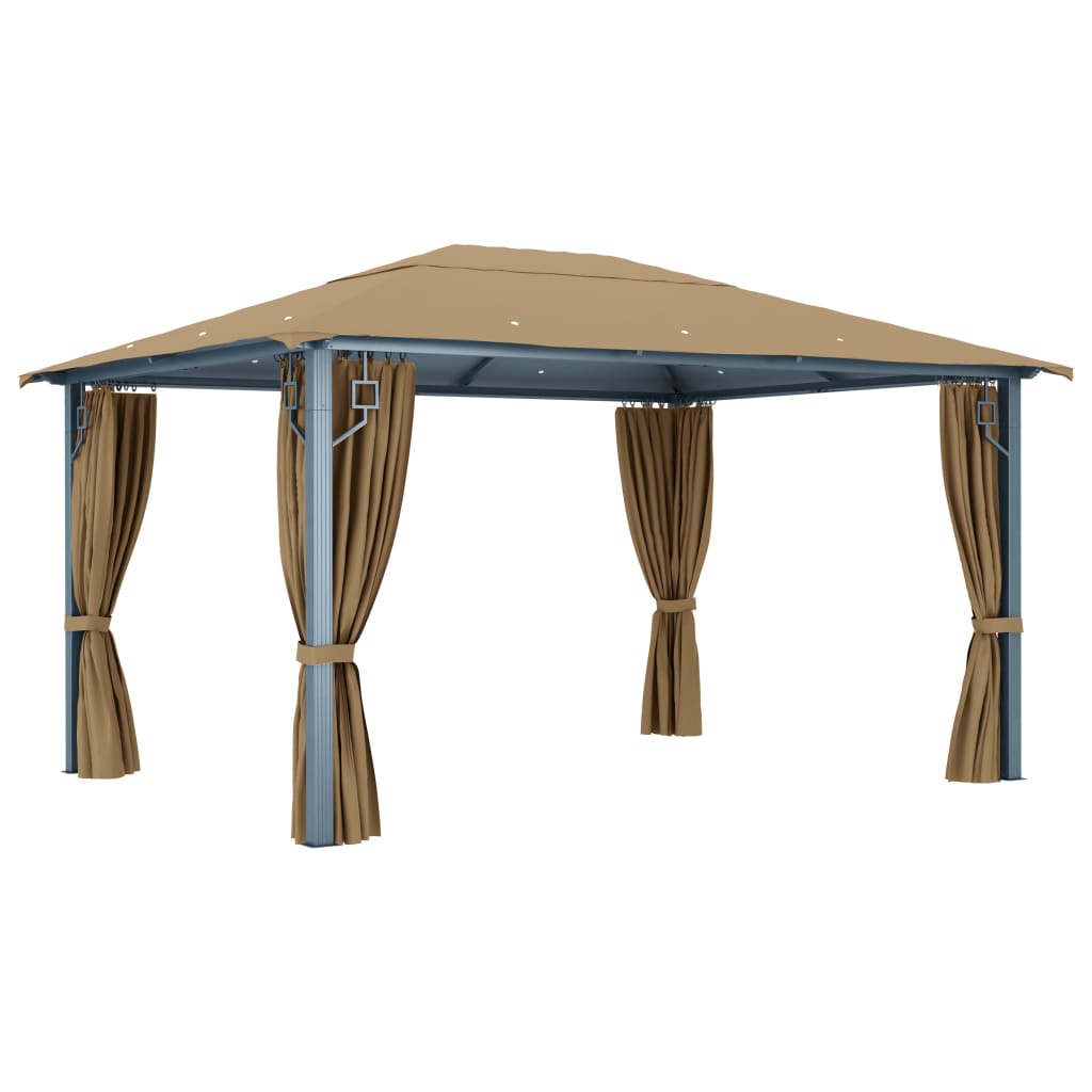 Gazebo con Tenda 400x300 cm Grigio Talpa in Alluminio | homemem39