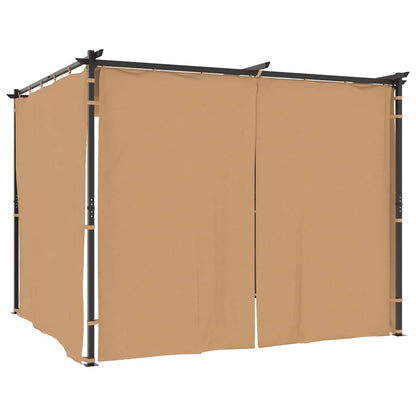 Gazebo con Tende 3x3 cm Grigio Talpa in Acciaio | homemem39