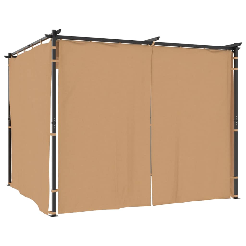 Gazebo con Tende 3x3 cm Grigio Talpa in Acciaio