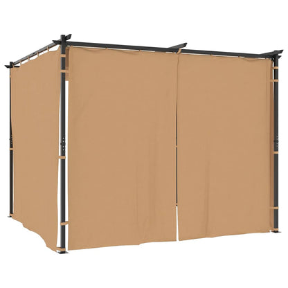 Gazebo con Tende 3x3 cm Grigio Talpa in Acciaio