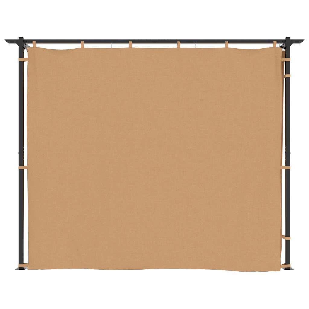 Gazebo con Tende 3x3 cm Grigio Talpa in Acciaio