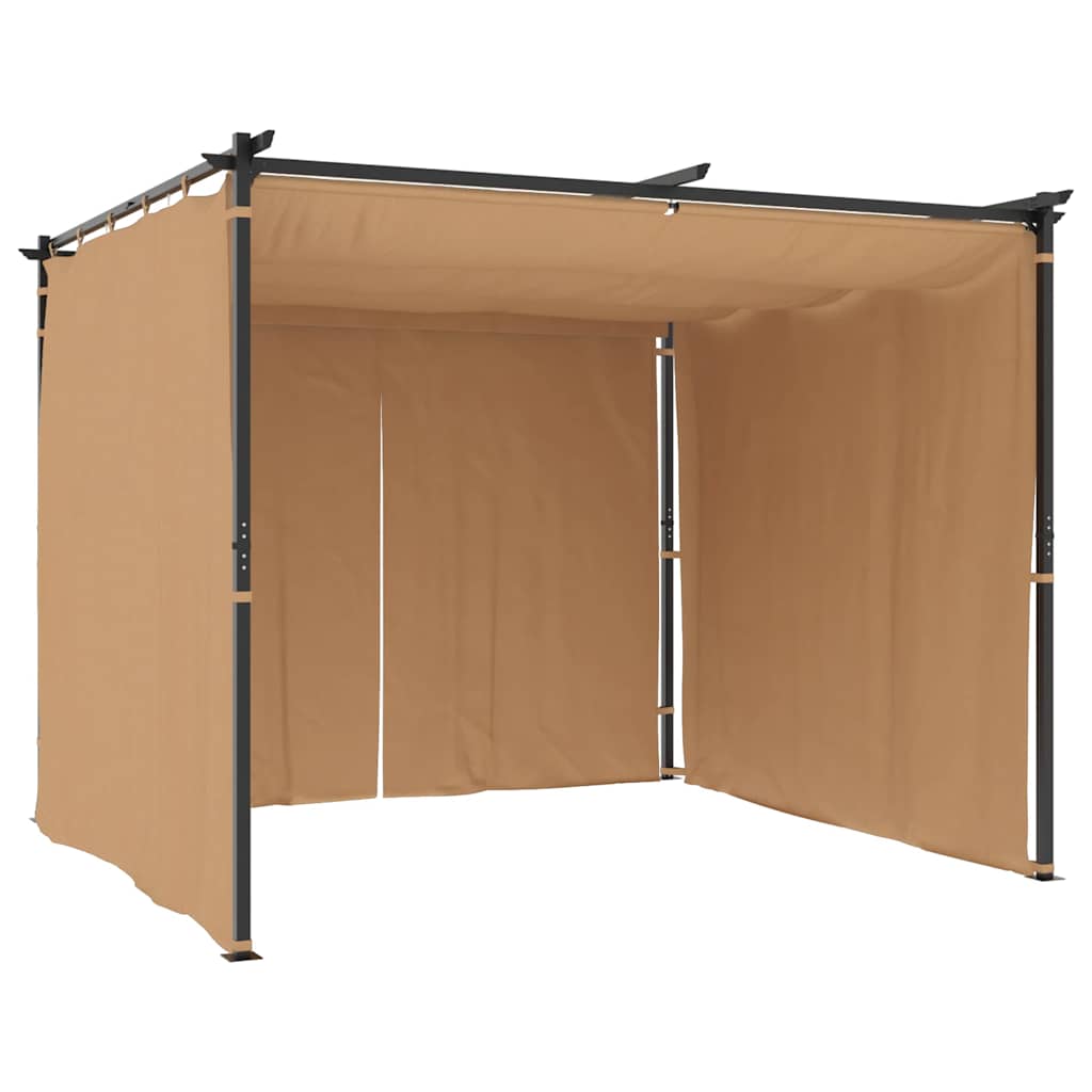 Gazebo con Tende 3x3 cm Grigio Talpa in Acciaio | homemem39