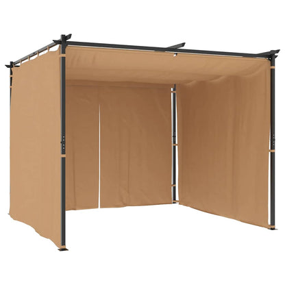 Gazebo con Tende 3x3 cm Grigio Talpa in Acciaio | homemem39