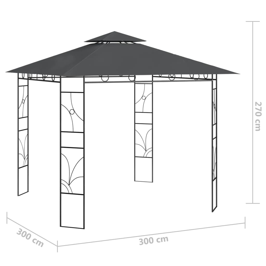 Gazebo 3x3x2,7 m Antracite 160 g/m² | homemem39