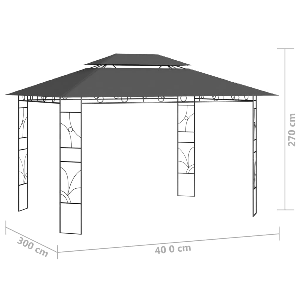 Gazebo 4x3x2,7 m Antracite 160 g/m² | homemem39