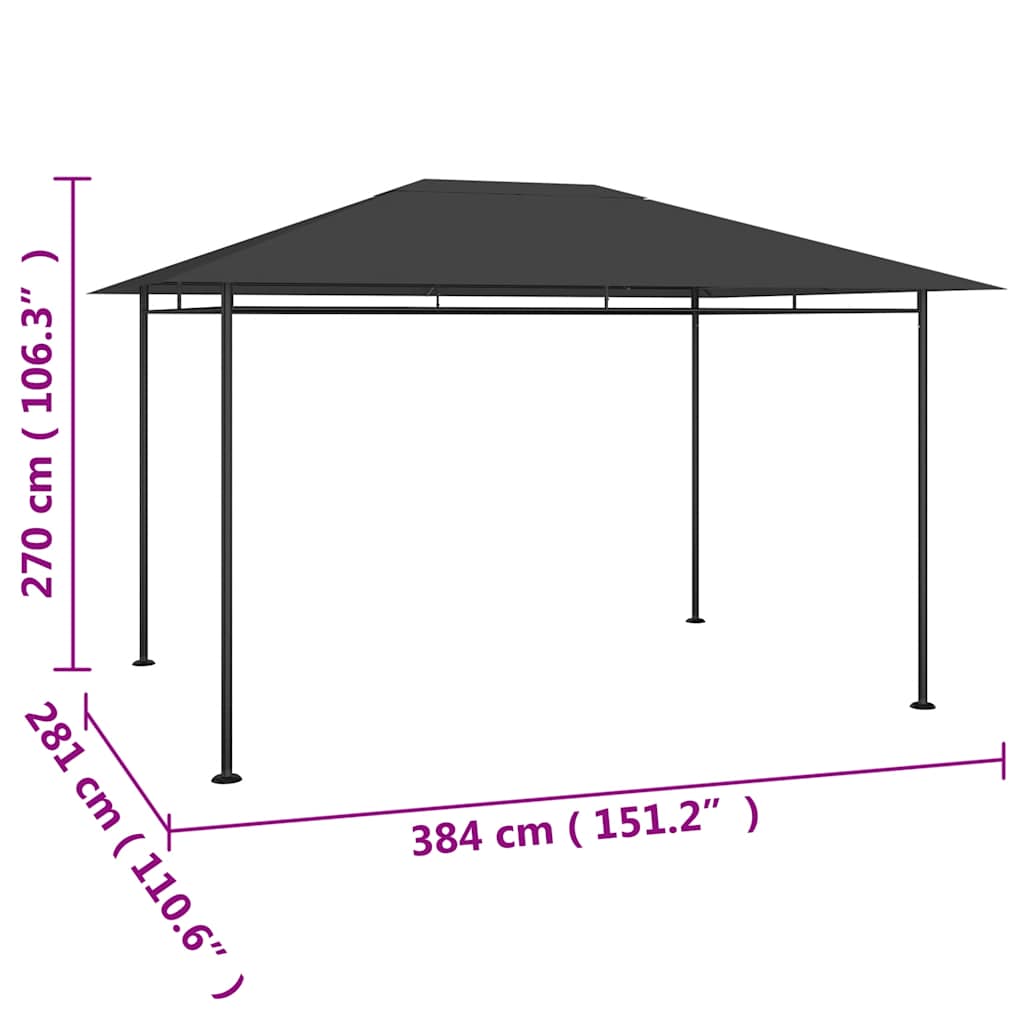 Gazebo 384x281x270 cm Antracite 180 g/m² | homemem39