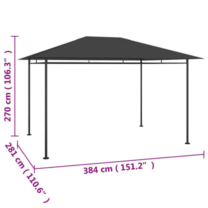 Gazebo 384x281x270 cm Antracite 180 g/m² | homemem39