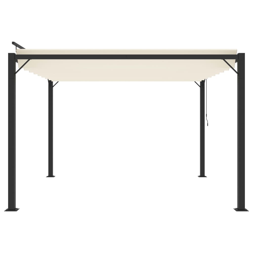 Gazebo con Tetto a Lamelle 3x3 m in Tessuto Crema e Alluminio | homemem39