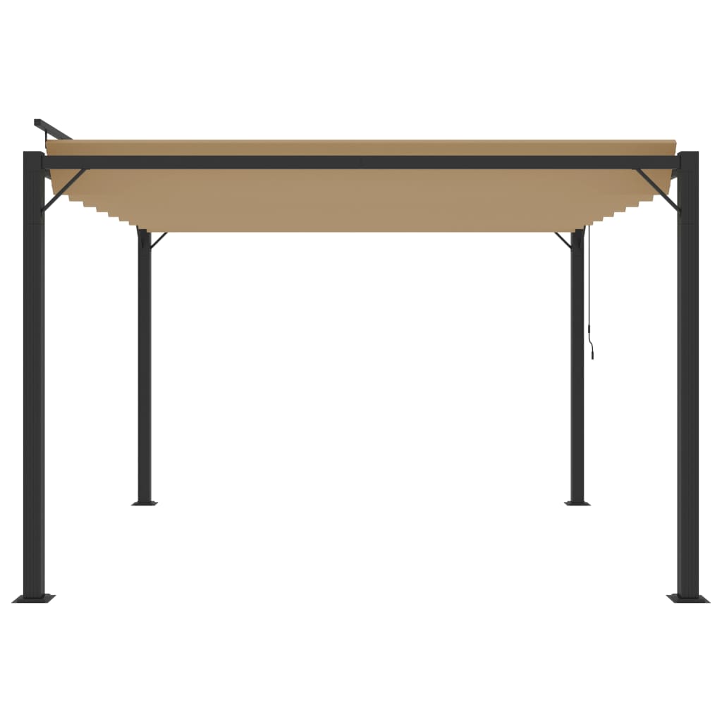 Gazebo con Tetto a Lamelle 3x3 m in Tessuto Tortora e Alluminio | homemem39