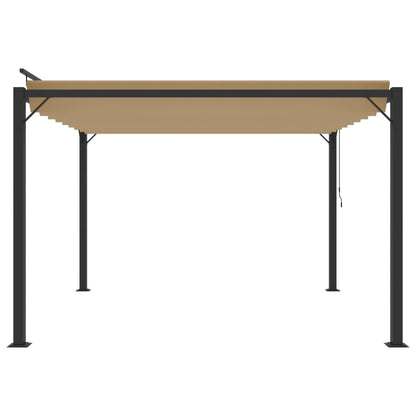 Gazebo con Tetto a Lamelle 3x3 m in Tessuto Tortora e Alluminio | homemem39