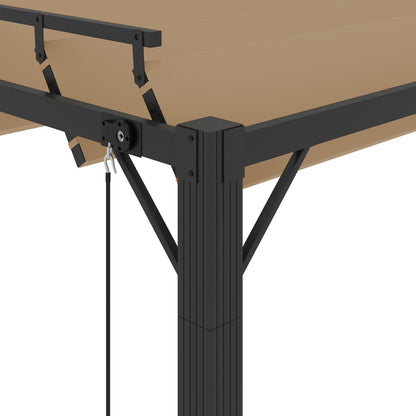 Gazebo con Tetto a Lamelle 3x3 m in Tessuto Tortora e Alluminio - homemem39