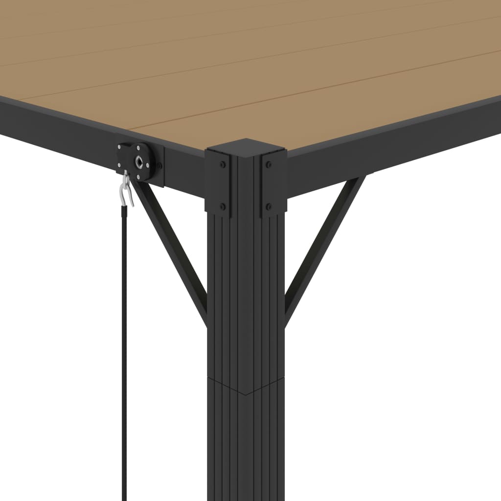 Gazebo con Tetto a Lamelle 3x3 m in Tessuto Tortora e Alluminio - homemem39
