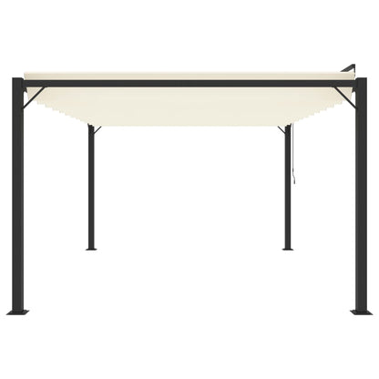 Gazebo con Tetto a Lamelle 3x4 m in Tessuto Crema e Alluminio | homemem39