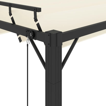 Gazebo con Tetto a Lamelle 3x4 m in Tessuto Crema e Alluminio - homemem39