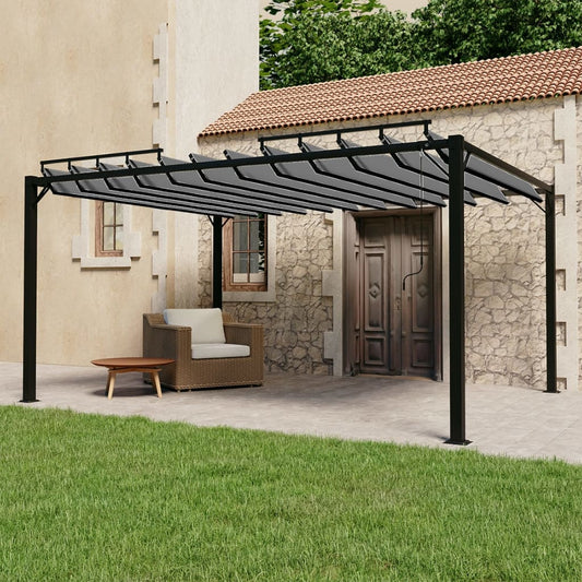 Gazebo con Tetto a Lamelle 3x4 m in Tessuto Antracite/Alluminio | homemem39