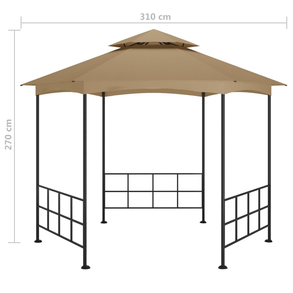 Gazebo con Pareti Laterali 3,1x2,7 m Tortora | homemem39