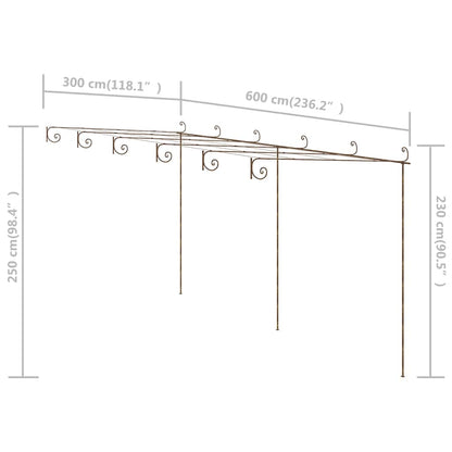 Pergolato da Giardino Marrone Anticato 6x3x2,5 m in Ferro