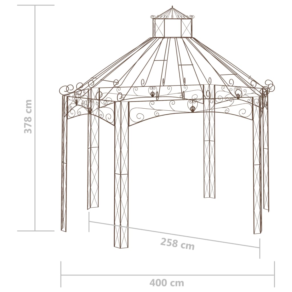 Padiglione da Giardino Marrone Anticato 400x258x378 cm in Ferro | homemem39