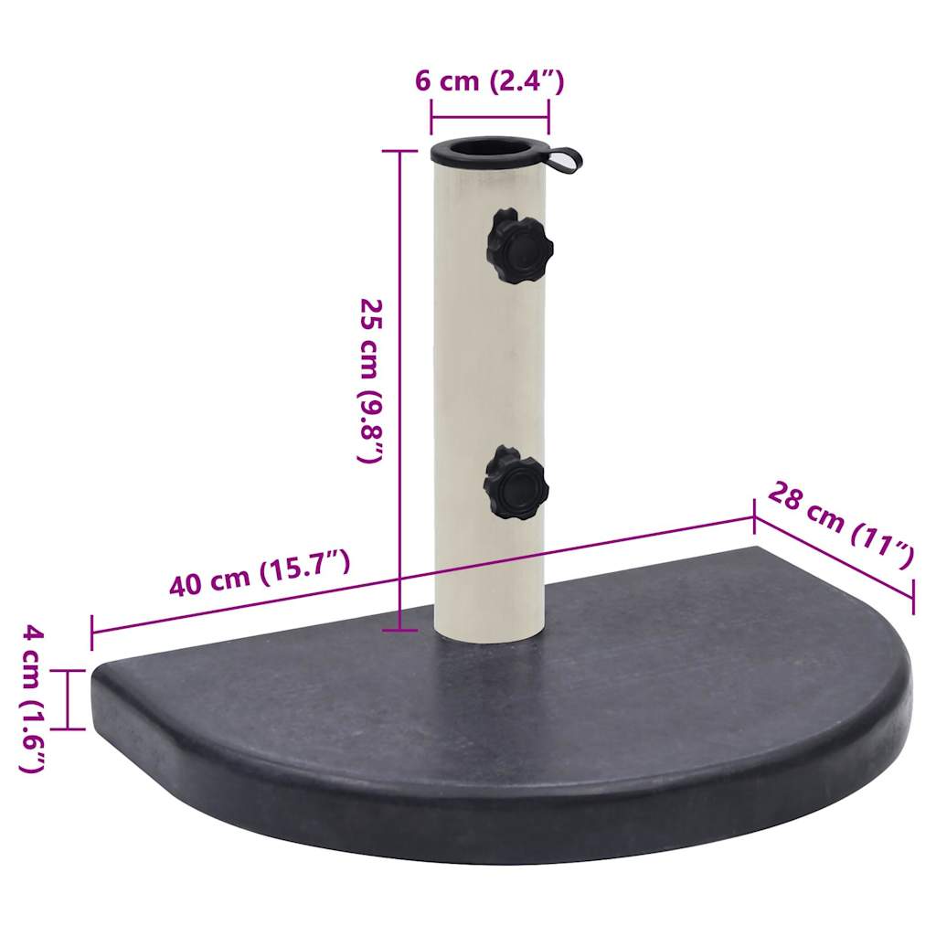 Base per Ombrellone Nera 40x28x4 cm in Granito - homemem39