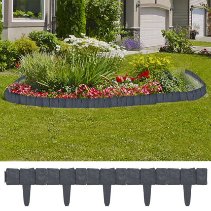 Bordura di Recinzione Prato Effetto Pietra 41 pz Plastica 10 m | homemem39