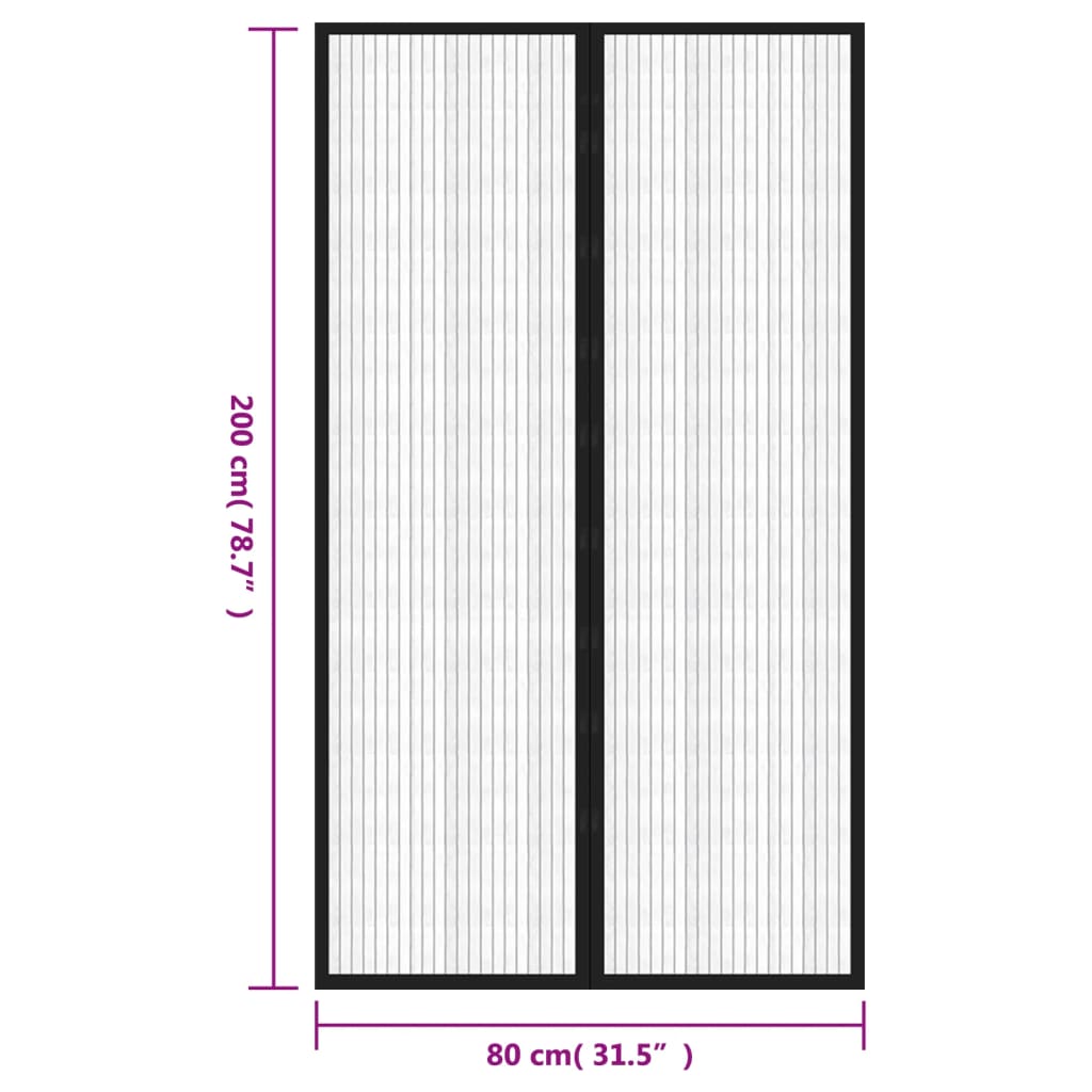 Tende Antimosche 2 pz per Porte con Magneti Nere 200x80 cm - homemem39