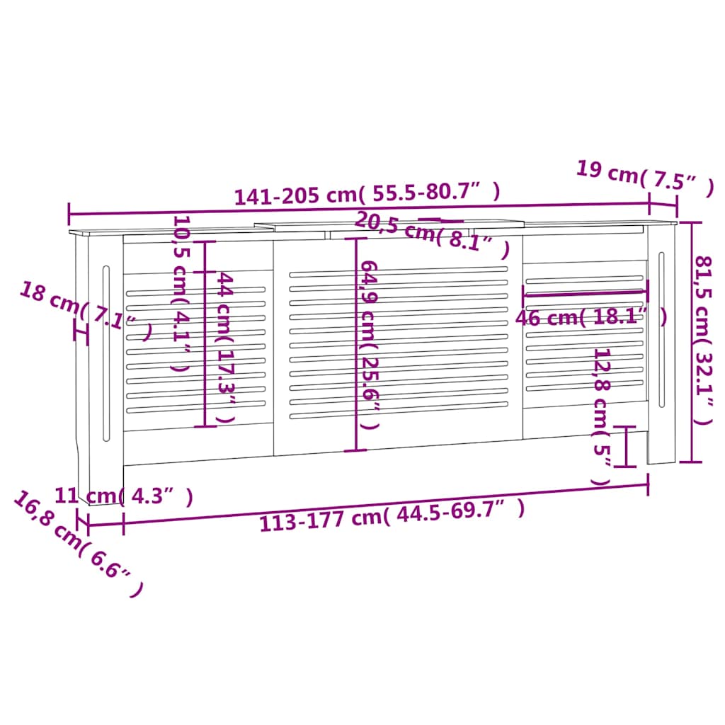 Copertura per Radiatore Nera in MDF 205 cm - homemem39