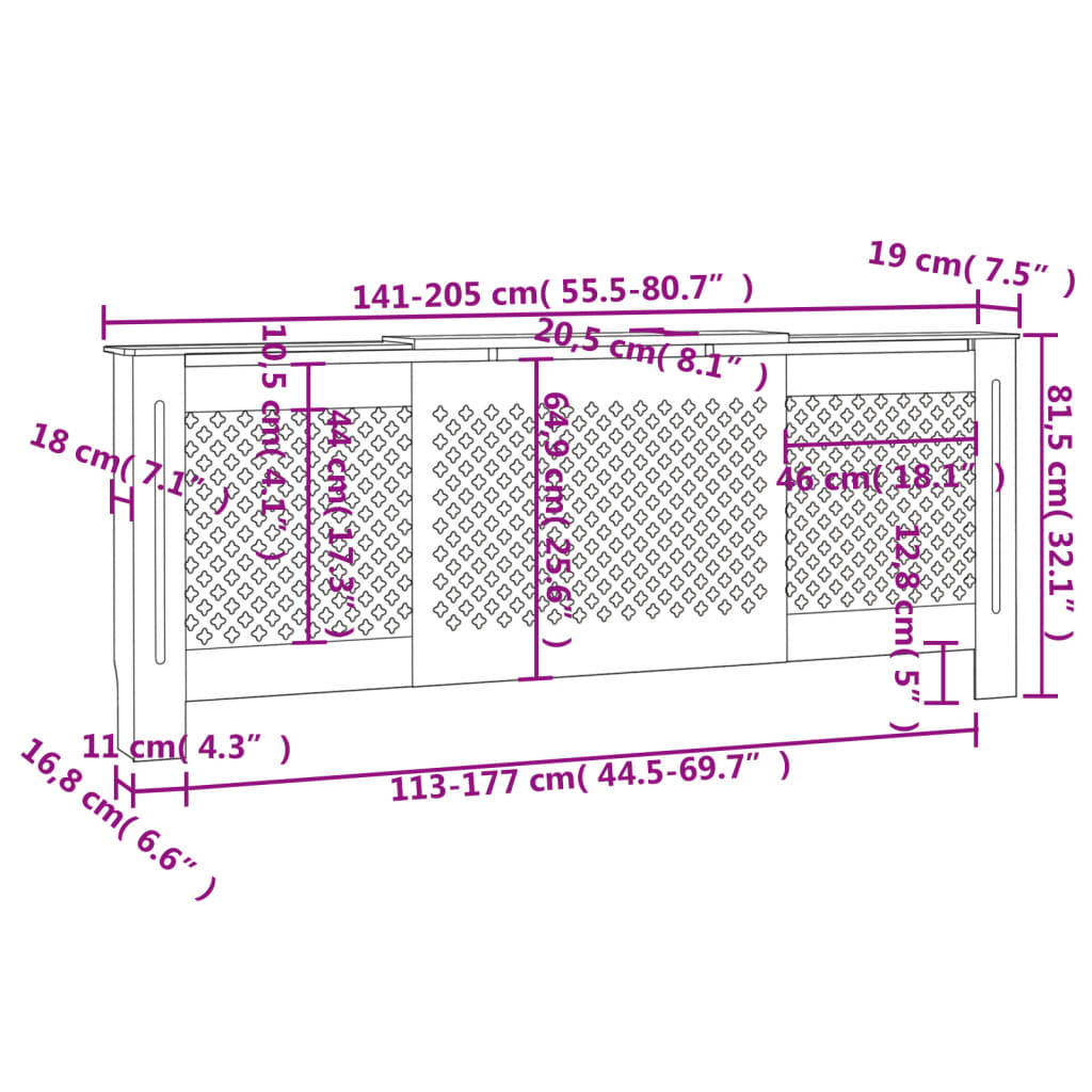 Copertura per Radiatore Nera in MDF 205 cm - homemem39