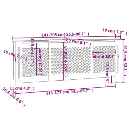 Copertura per Radiatore Grigia in MDF 205 cm