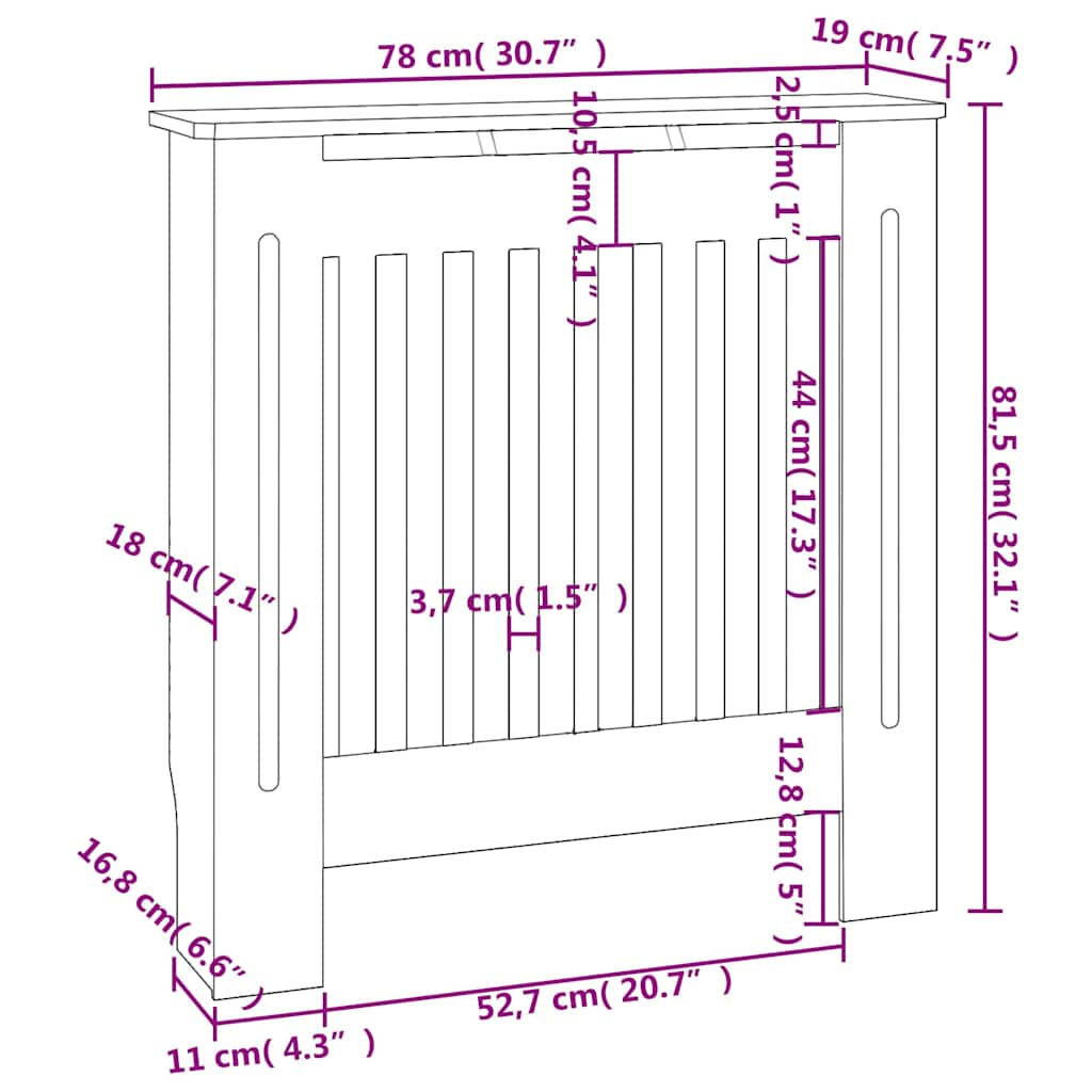 Copertura per Radiatore Nera in MDF 78 cm - homemem39